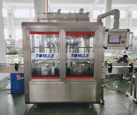 100ml-1L 8 نوزل ماشین بسته بندی شیمیایی کنترل شده توسط PLC برای الکل اتیل